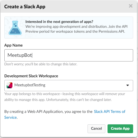 Slack Create Your App