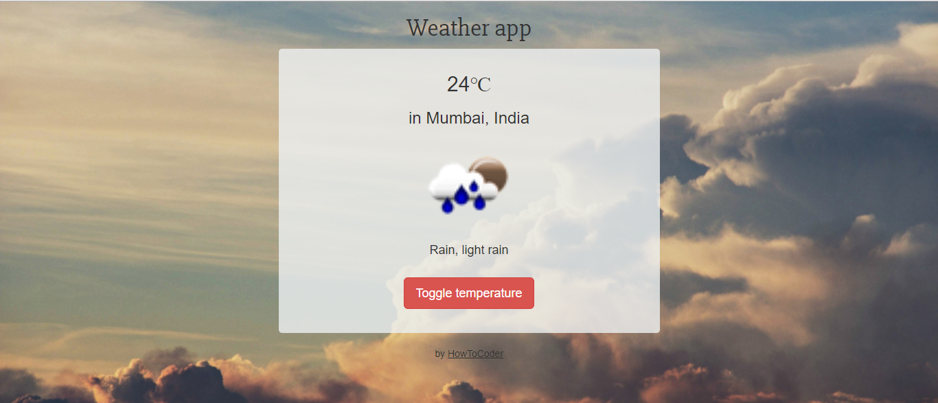 freecodecamp Build a Weather App Project by HowToCoder